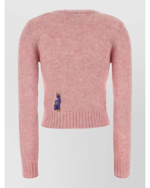 Loewe Pink Ribbed Hem And Cuff Wool Sweater
