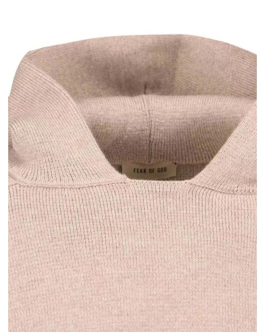 Fear Of God Pink Crewneck Sweater With Dropped Shoulders And Hooded Design for men