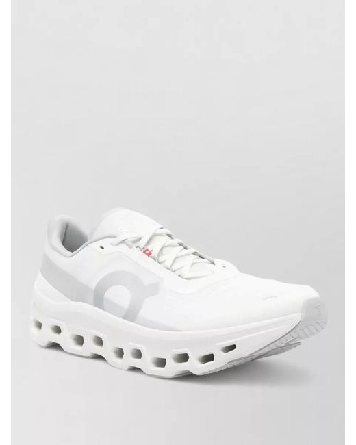 On Shoes White Cloudmonster One Sneakers Mesh Upper Round Toe for men