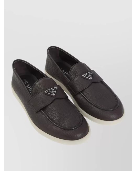Prada Gray Suede Loafer Modern Silhouette Rubber Sole for men