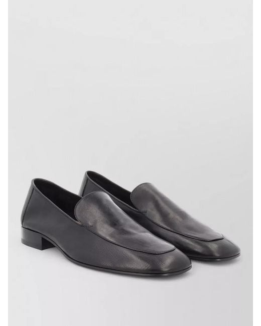 Dries Van Noten Gray Leather Loafers Square Toe Design for men