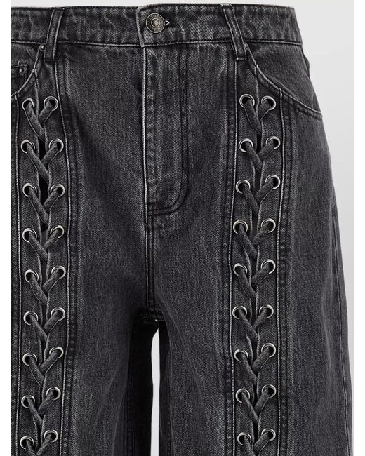 ROTATE BIRGER CHRISTENSEN Gray Cotton Wide-Leg Jeans