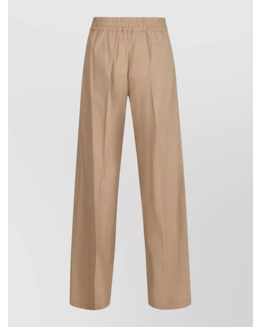 P.A.R.O.S.H. Natural Pants Elastic Waistband Front Tie Wide Leg