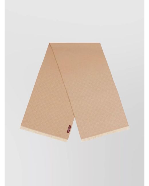 Gucci Natural Wool Gg Jacquard Scarf