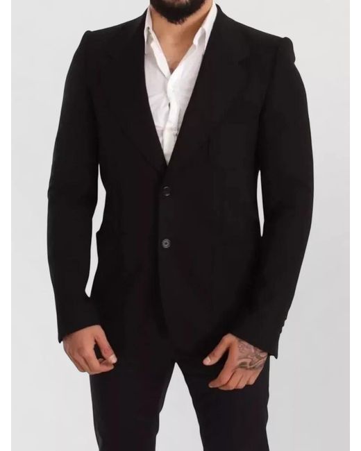 Dolce & Gabbana Black Slim-Fit Wool Blazer for men