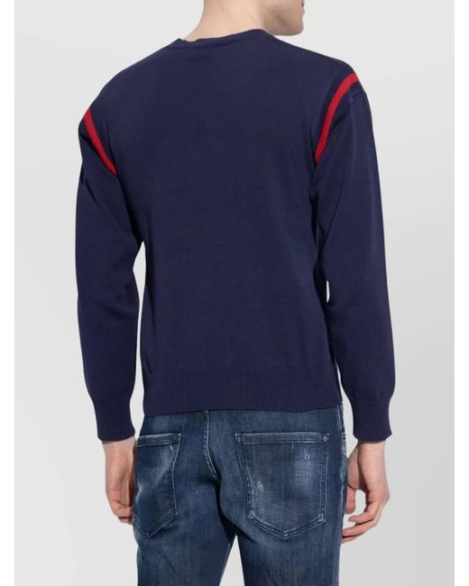 DSquared² Blue Logo-Print Cotton Crew-Neck Jumper for men