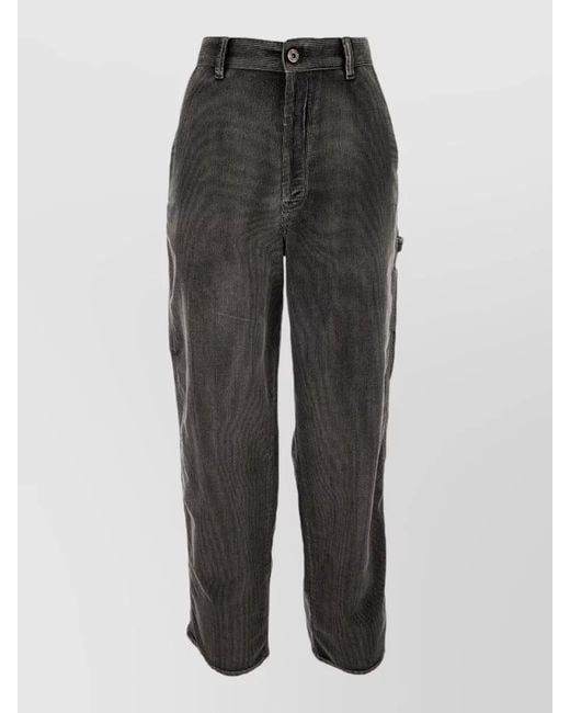 Miu Miu Gray Corduroy Pants Belt Loops Side And Cargo Pockets