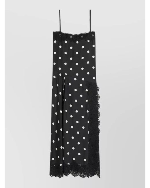 Sportmax Multicolor Long Dress Straight Neckline Lace Polka Dot