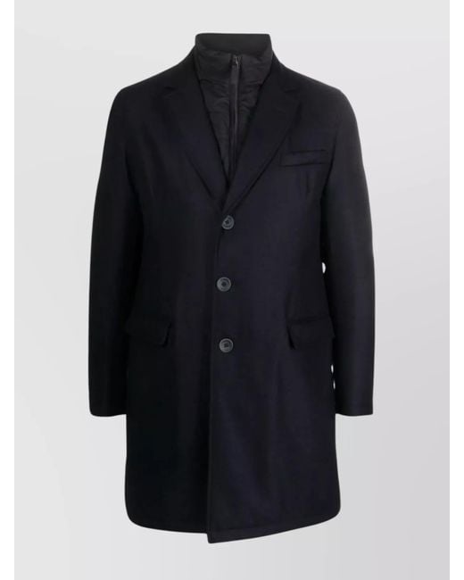 Herno Blue Durable Long Sleeve Coat With Notched Lapels for men