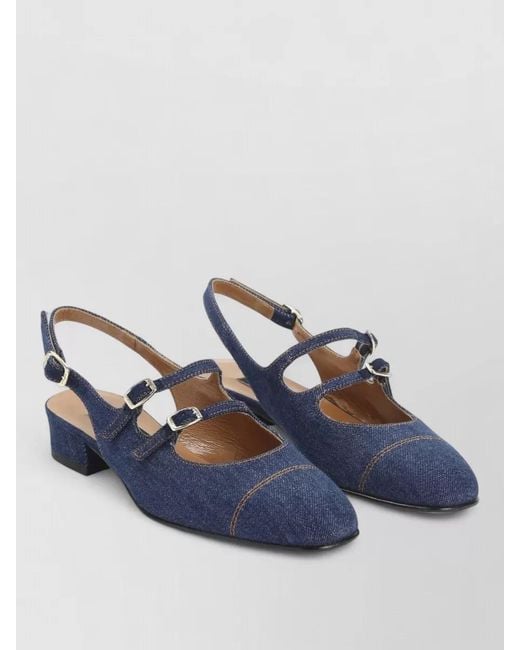 CAREL PARIS Blue Cotton Mary Jane Pumps