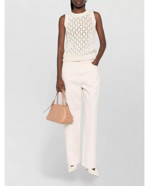 Fabiana Filippi Natural Open-Knit Sleeveless Top