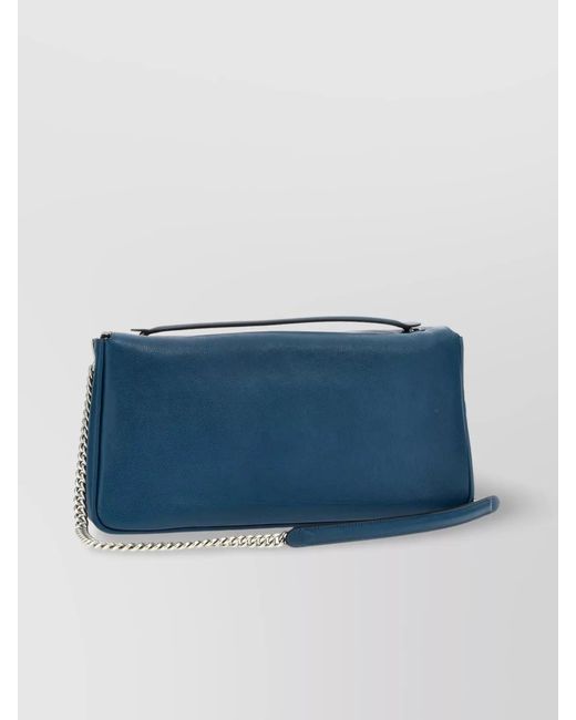 Fendi Blue Baguette Large Leather Shoulder Bag