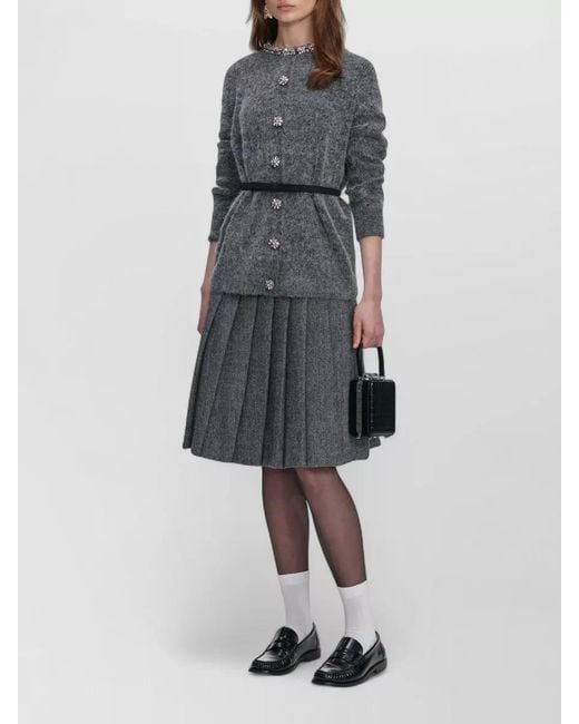 Self-Portrait Gray Crystal Trim Knit Cardigan