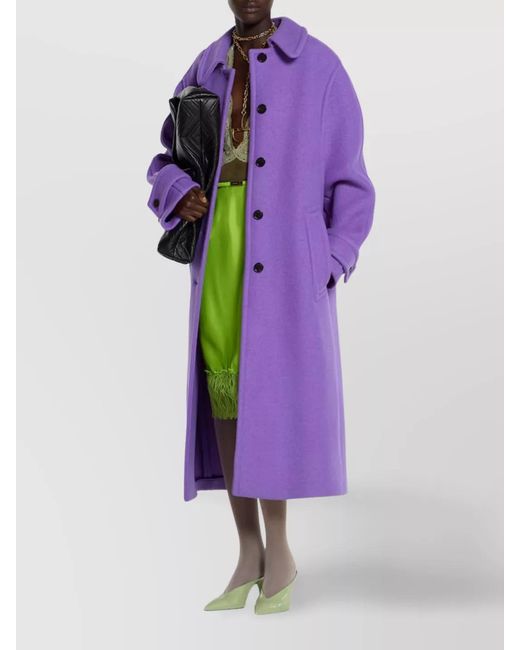 Gucci Purple Cashmere Wool Oversized Coat