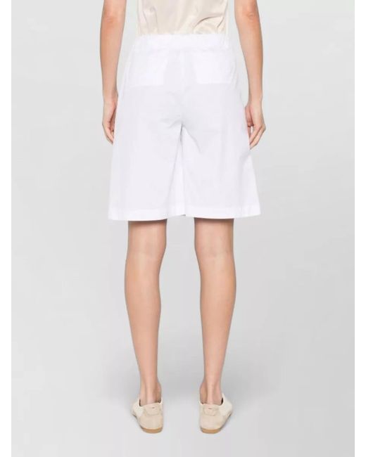 Via Masini 80 White Cotton Bermuda Shorts Knee Length Pleated