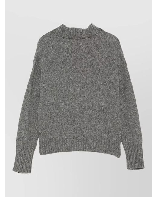 Roberto Collina Gray Ribbed Wool Camel Hair Long Sleeve Jumper