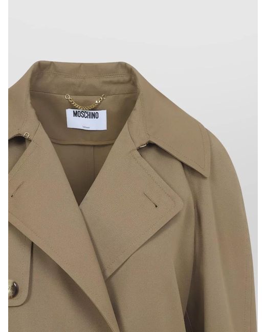 Moschino Natural Double-Breasted Midi Trench Coat
