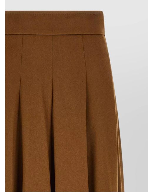 Max Mara Brown High-Waisted Pleated Midi Skirt Design