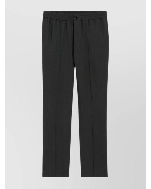 AMI Black Wool Straight-Leg Trousers for men
