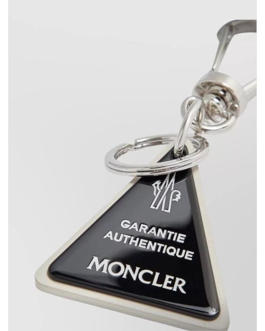 Moncler White Metal Keyring for men