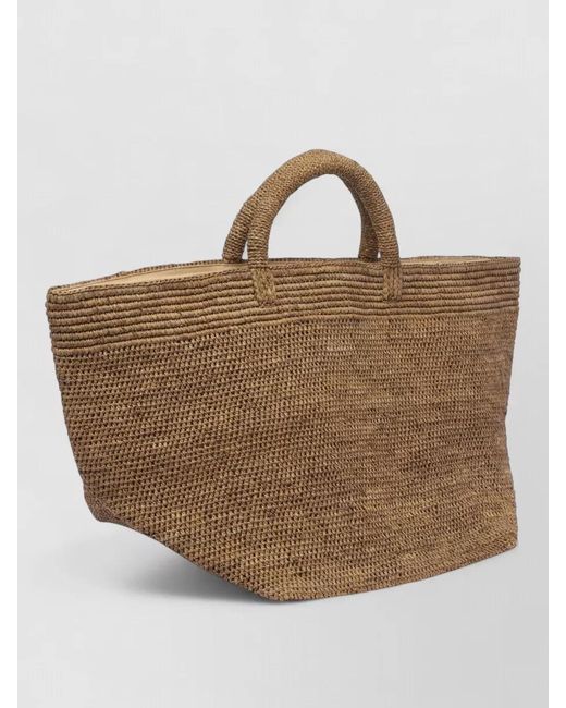 IBELIV Brown Woven Tote Bag Two Top Handles