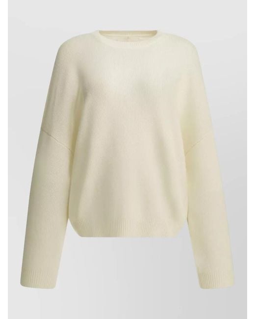 Lisa Yang White Knit Top Long Sleeves Loose Fit Round Neck