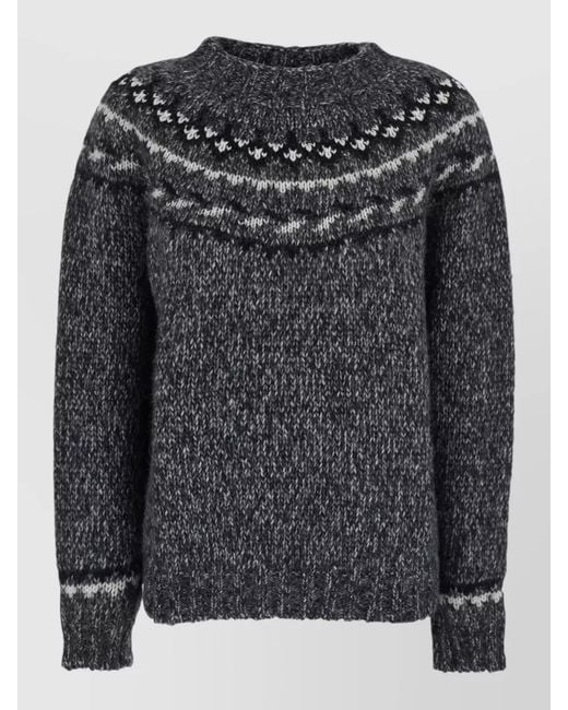 P.A.R.O.S.H. Black Knitwear Crew Neck Long Sleeves Patterned Yoke