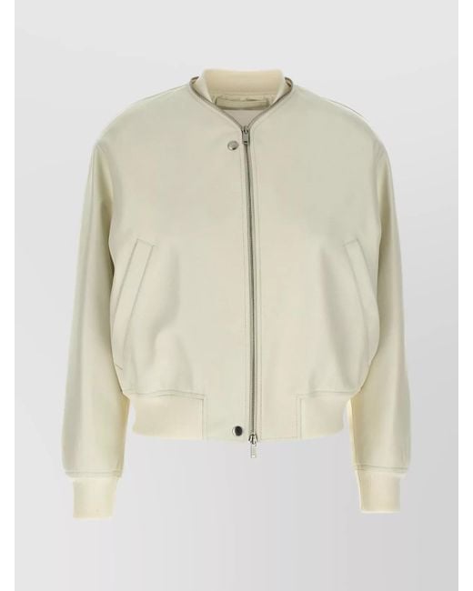 Jil Sander Natural Leather Bomber Jacket