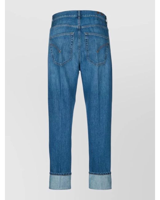 Dondup Blue Paco Trousers Five Pocket Rolled Cuffs for men