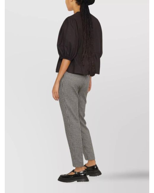 Ganni Black Cotton Peplum Blouse