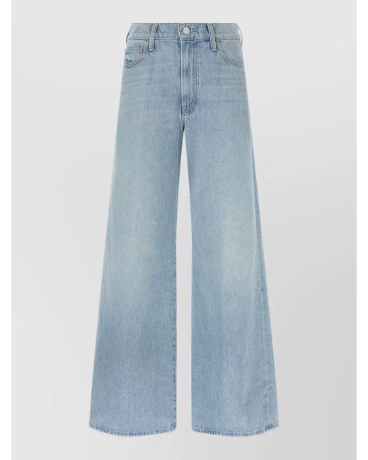 Mother Blue Wide Leg Denim Trousers Five Pocket Design