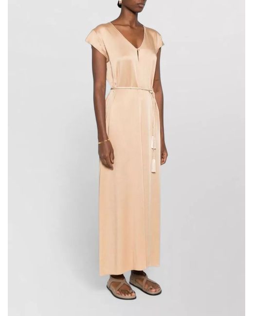 Forte_forte Multicolor V-Neck Short-Sleeve Midi Dress