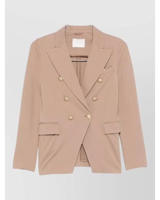 Circolo 1901 Pink Cotton Blazer Double Breasted Notch Lapels Pockets