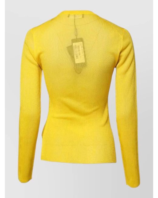 Dolce & Gabbana Yellow Ribbed Long-Sleeve Sweater