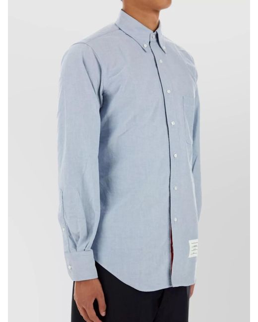 Thom Browne Blue Cotton Button-Down Shirt for men