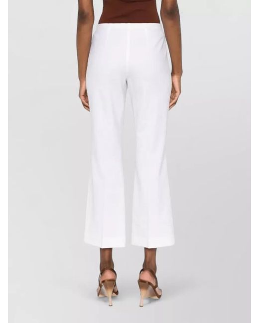 P.A.R.O.S.H. White Stretch Wool Cropped Flared Trousers