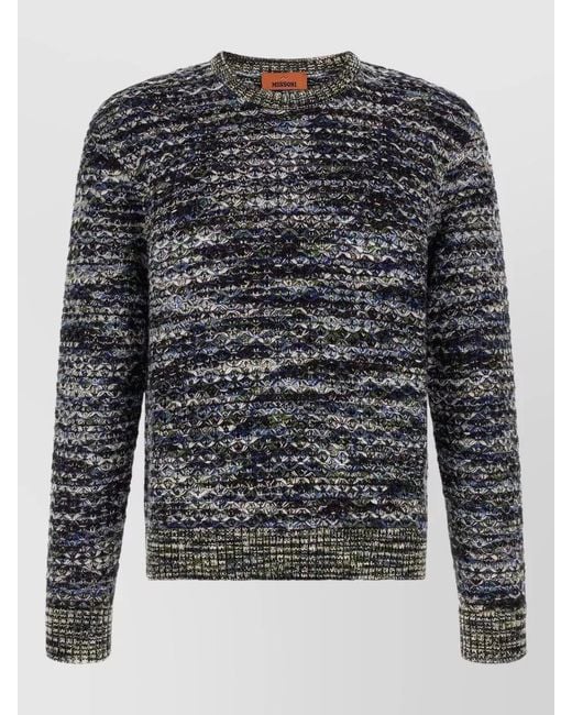 Missoni Gray Regular Crew Neck 3D Knit Sweater for men
