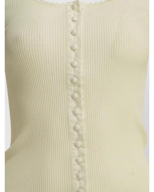 Chloé Natural Cotton Silk Jersey Fitted Knit Top