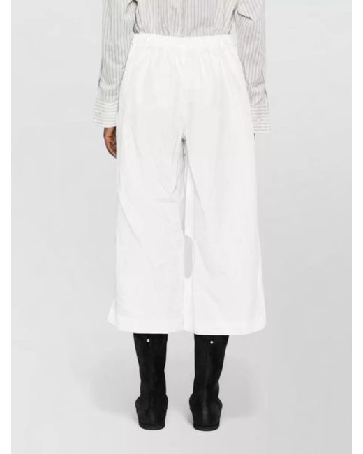Comme des Garçons White Cropped Lightweight Wide Leg Tailored Trousers