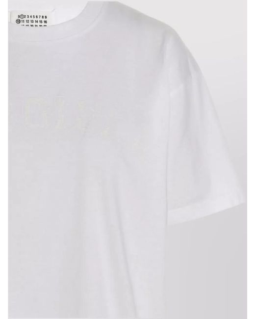 Maison Margiela White Ribbed Cotton Logo T-Shirt