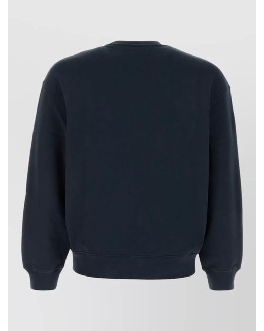 Maison Kitsuné Blue Cotton Sweatshirt Relaxed Fit Cuffed Hem for men