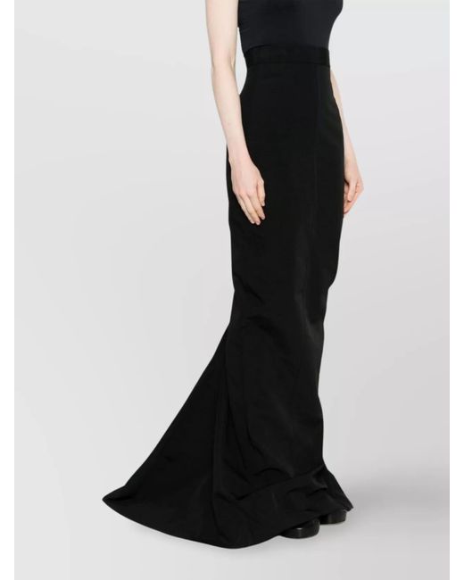 Rick Owens Black Pleated Maxi Skirt