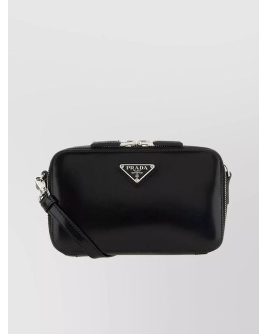 Prada Black Leather Brique Crossbody Bag for men