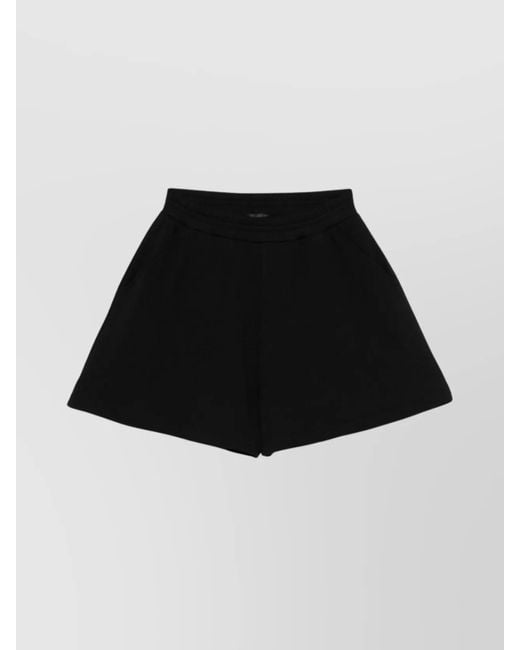 Emporio Armani Black Cotton Shorts With Elasticated Drawstring Waistband