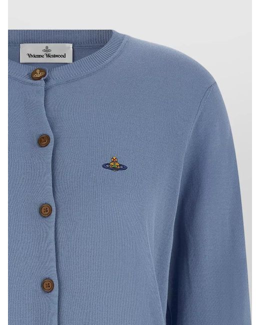 Vivienne Westwood Blue Bea Knit Cardigan Long Sleeves Crew Neck