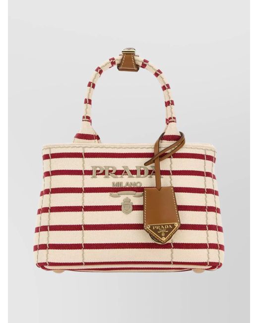 Prada Multicolor Mini Handbag With Striped Design And Handle