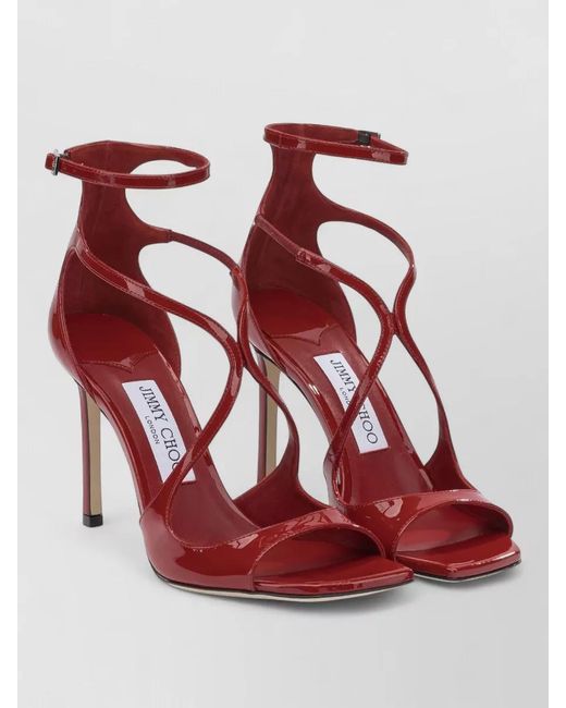 Jimmy Choo Red Leather Azia 95Mm Heeled Sandals