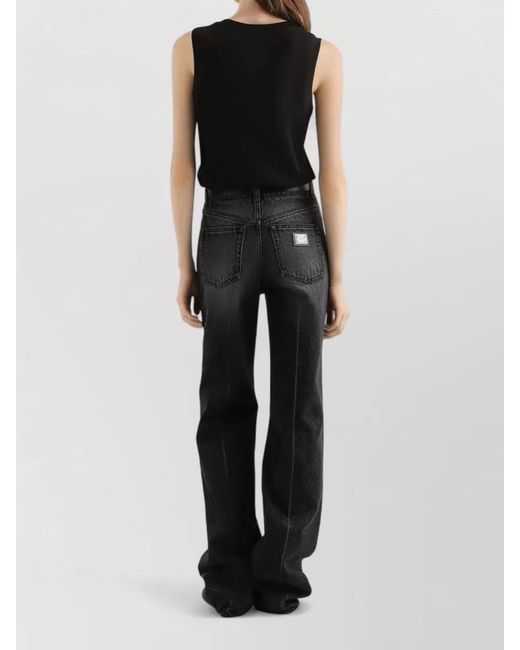 Dolce & Gabbana Black Cotton Wide-Leg Trousers