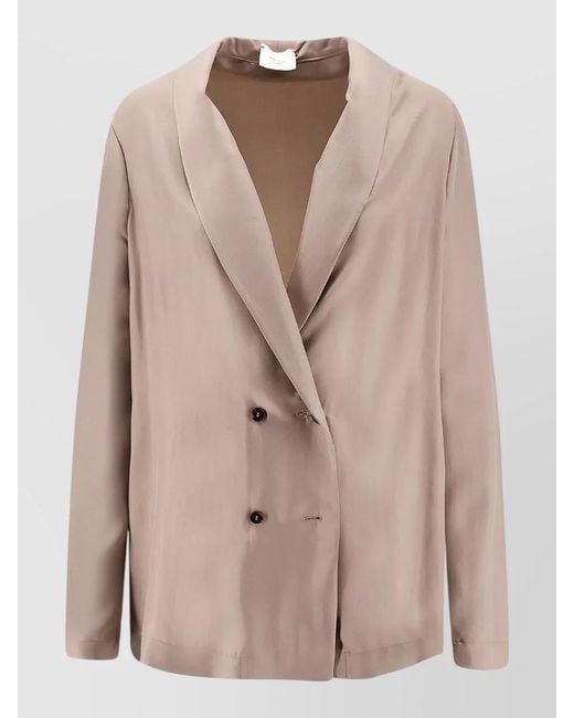 Alysi Natural Silk Blazer Double Breasted Shawl Lapel