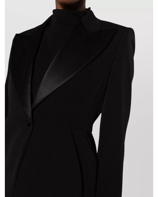Max Mara Black Wool Single-Breasted Peplum Blazer
